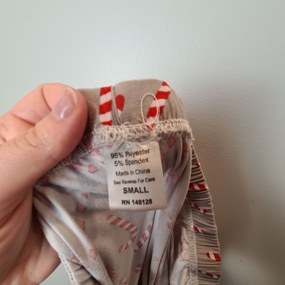 Not A Morning Person Candy Cane Pajama Size S Merry Christmas Tree Gray Soft Bow - Picture 13 of 14